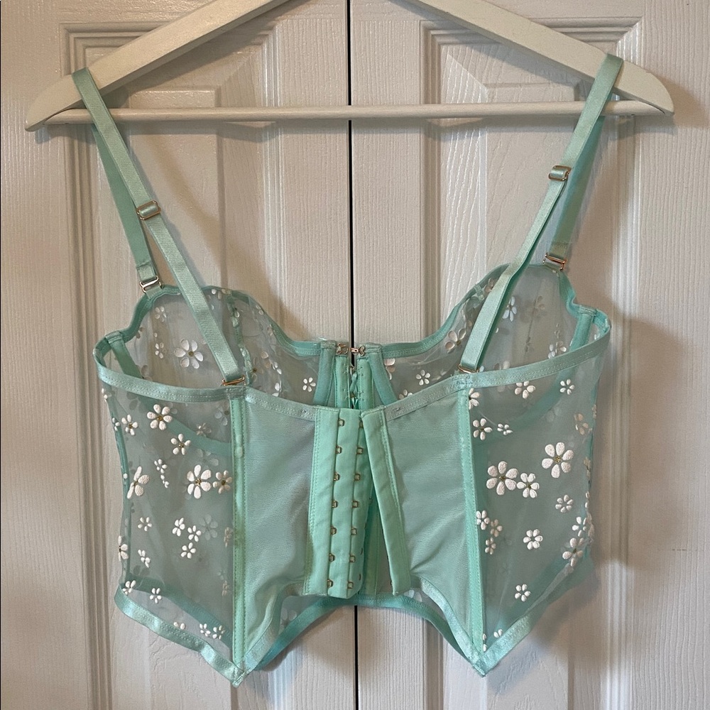 Savage X Fenty Puff Daisy Unlined Bustier Mint Hint Green Size Large - Picture 4 of 16